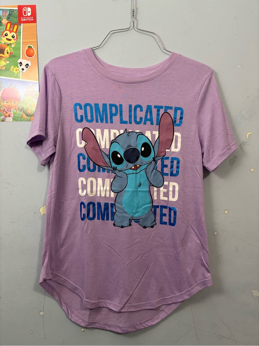 Disney Kids Lavender Tee with Blue Stitch Graphic
